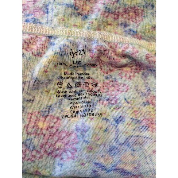 Womens Y2K Babydoll Cami Top Size L Blue Flowers Flamingos Dainty Cottage Fairy - Picture 7 of 7